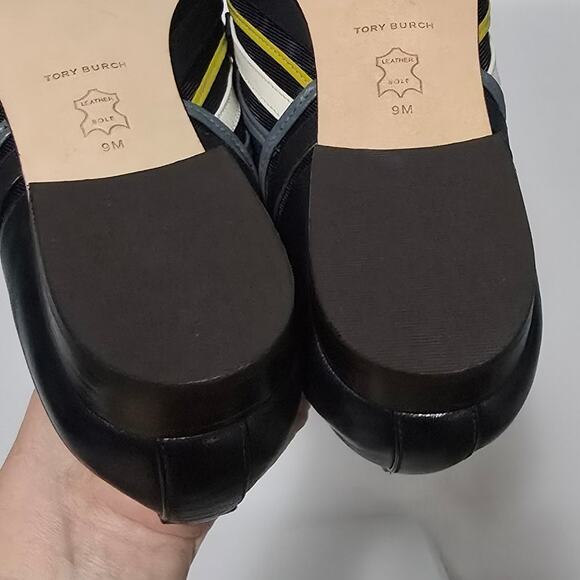 Tory Burch Jessa Stripe Mesh Loafer In Perfect Navy Multi Gold Chain Not Worn 9 - Picture 7 of 11